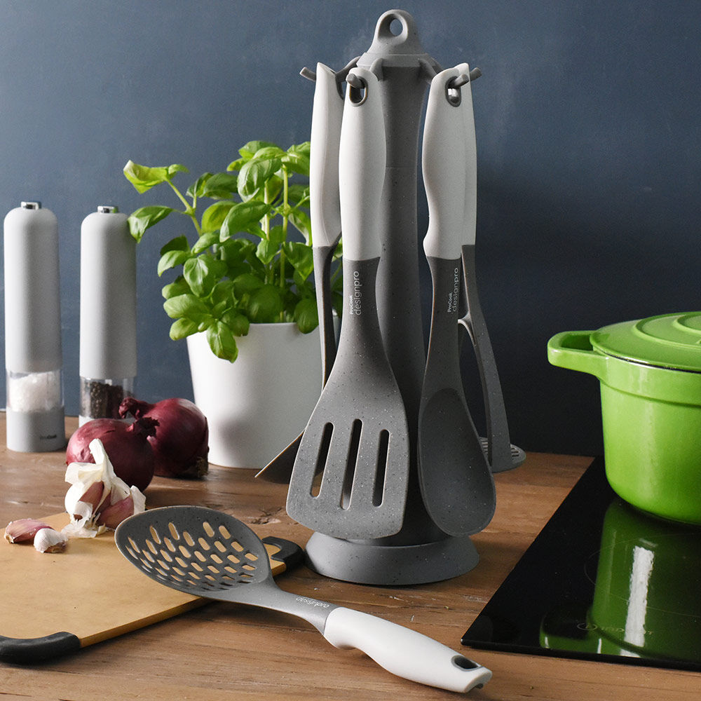 Designpro Nylon Utensil Set with Granite Carousel 5 Piece Ivory Granite