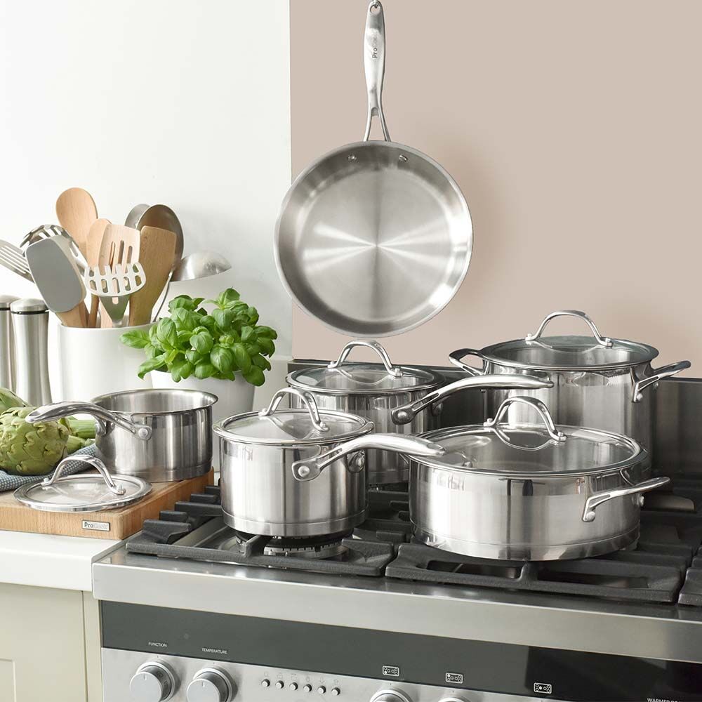 Professional Stainless Steel Cookware Set Uncoated 6 Piece