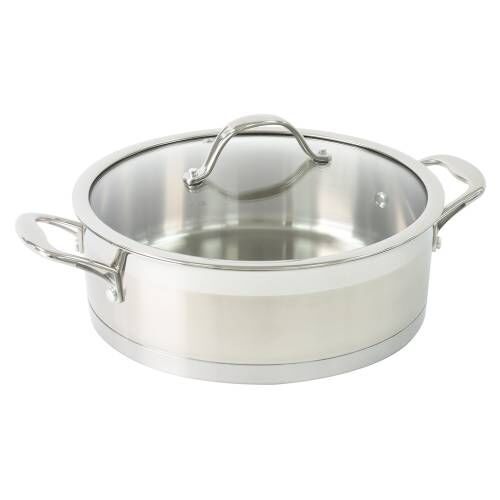 Professional Stainless Steel Shallow Casserole & Lid