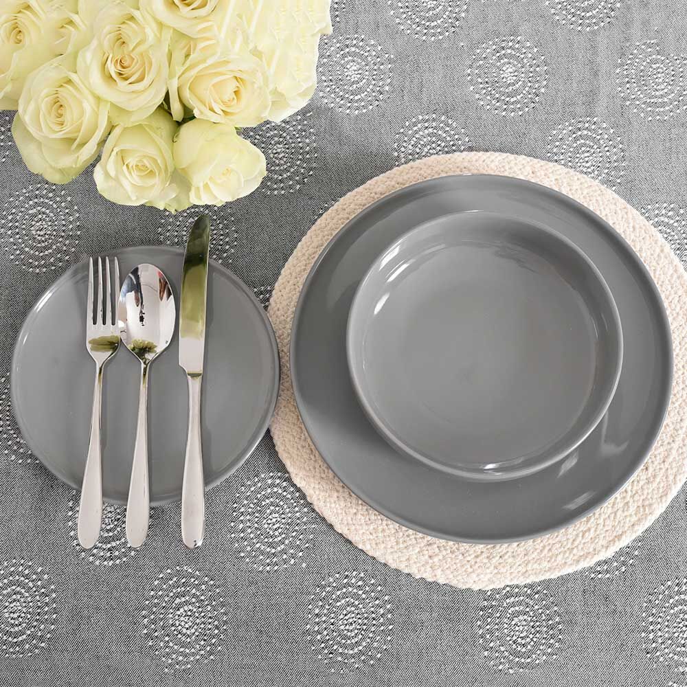 Stockholm Grey Stoneware Dinner Set With Pasta Bowls Two x 12 Piece - 8 Settings