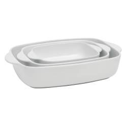 Secondary image for image of Stoneware Oven Dishes Set 3 Piece White
