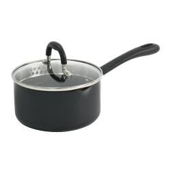 16cm ProCook Gourmet Non-Stick Induction Saucepan with Lid 1.6L Small Strain & Pour Induction Pan with Toughened Glass Lid and Non-Slip Stay-Cool Handles 