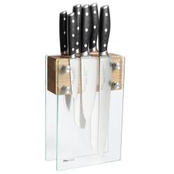 Professional X50 Micarta Knife Set - 6 Piece and Magnetic Glass Block