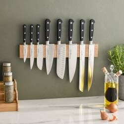 Secondary image for image of Professional X50 Chef Knife Set 8 Piece and Magnetic Oak Knife Rack