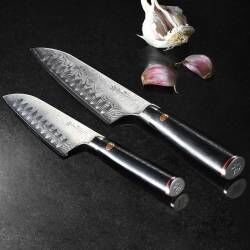 Secondary image for image of Damascus 67 Knife Set 2 Piece Santoku