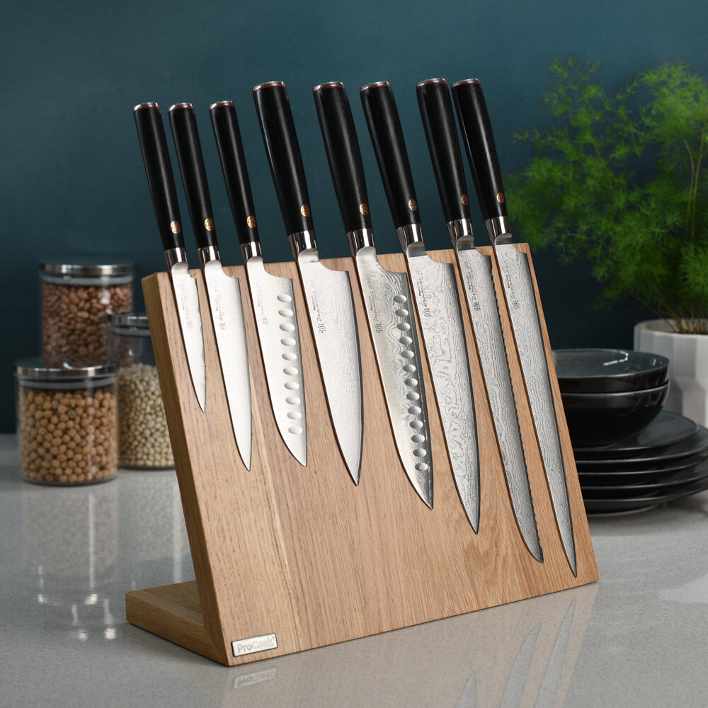 Damascus 67 Knife Set 8 Piece and Magnetic Block