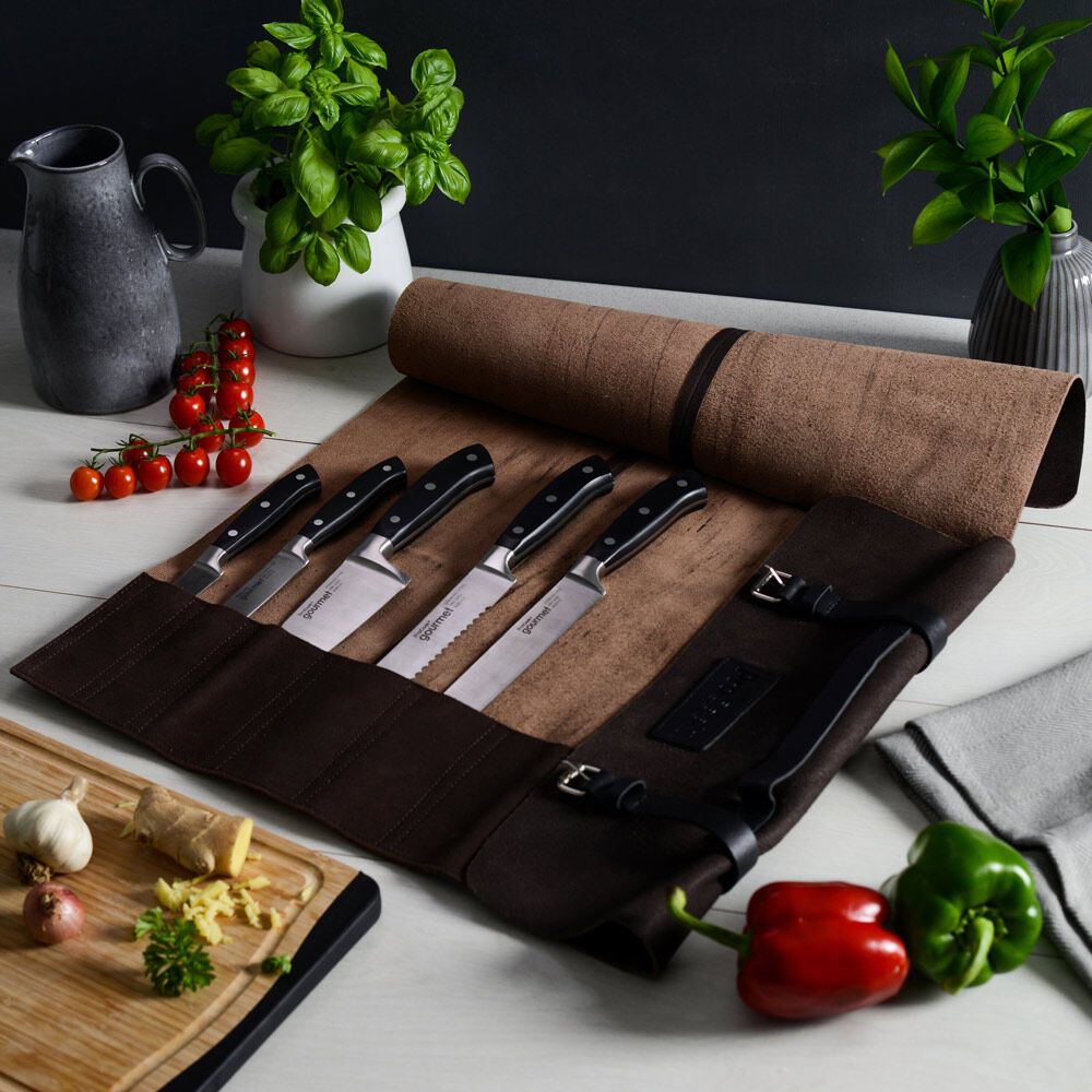 Gourmet X30 Knife Set 5 Piece and Leather Knife Case