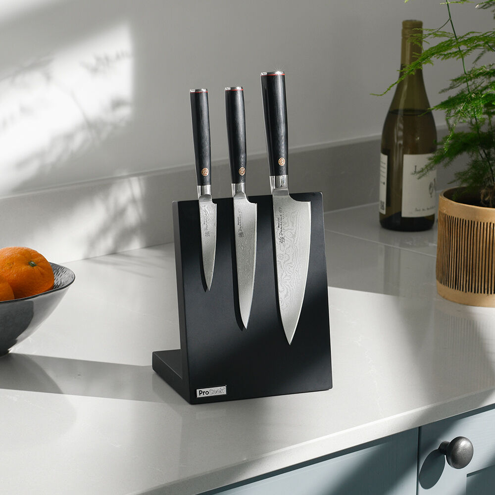 Damascus 67 Knife Set 3 Piece and Black Block Damascus 67