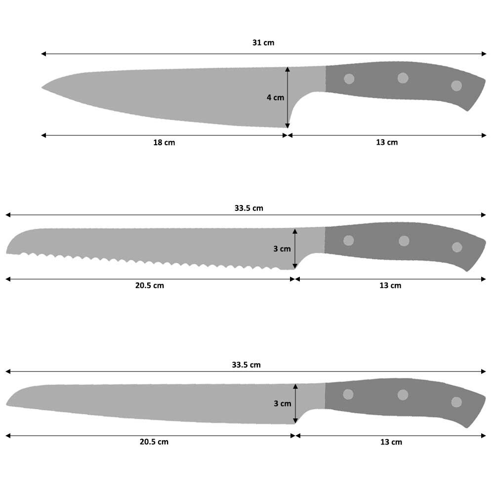 Gourmet Classic Knife Set 6 Piece and Canvas Knife Case Knife Case / Roll Sets from ProCook