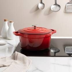 Secondary image for image of Cast Iron Casserole Dish 24cm / 4.7L Round Graduated Red