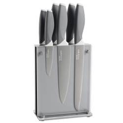 Designpro Titanium Knife Set with Grey Acrylic Block - 6 Piece Grey