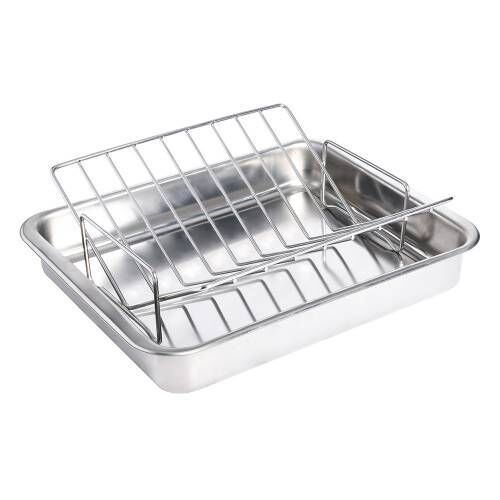 Stainless Steel Roasting Tin with Large V-Shape Rack