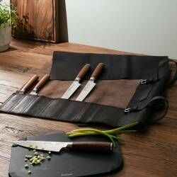 Secondary image for image of Nihon X50 Knife Set 5 Piece and Leather Knife Case